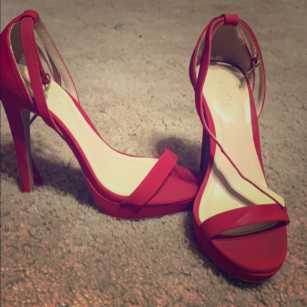 Red single strap heels from Charlotte Russe